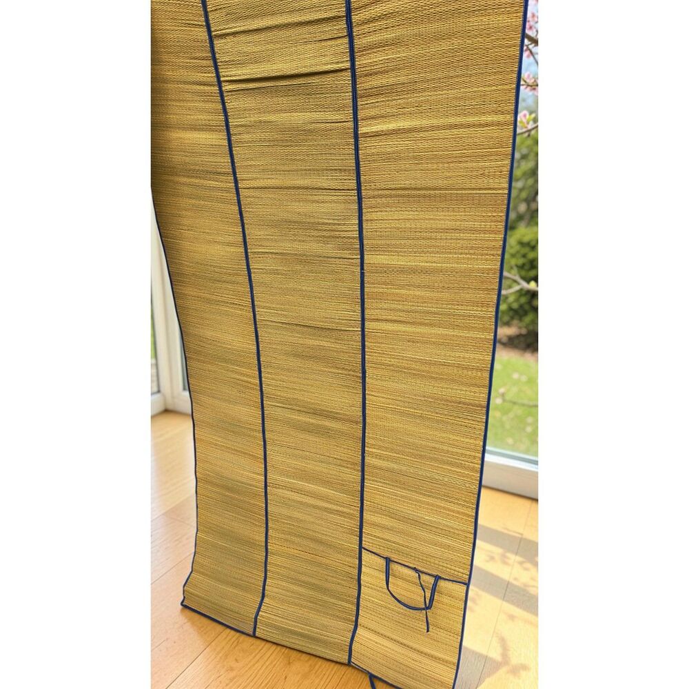 Straw Tatami Mat with Navy Cloth Border